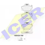 Тормозные колодки, дисковые, комплект ICER 20836 1508022 2 0833 180439-700
