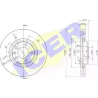 Тормозной диск ICER 1 9YFDR5 LQ2V8 Volkswagen Caravelle (T5, 7H) 5 Автобус 3.2 V6 235 л.с. 78BD3020-2