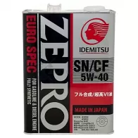Моторное масло синтетическое ZEPRO EURO SPEC SN/CF 5W-40 - 4 л IDEMITSU J CIIYBZ Skoda Octavia (A3) 1 Универсал 1.6 75 л.с. 1998 – 2004 1849041