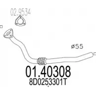 Выхлопная труба глушителя MTS 01.40308 VTHZF1 Volkswagen Passat Q0VLTV C