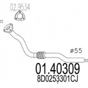 Выхлопная труба глушителя MTS 01.40309 3Q90O L Volkswagen Passat F6FENJ5