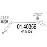 Выхлопная труба глушителя MTS 01.40356 Opel Vivaro (A) 1 Автобус 2.5 CDTI (F7) 114 л.с. 2006 – 2024 Q1FQIG9 6DUN 9