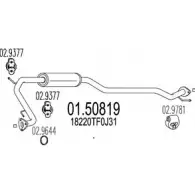 Резонатор MTS KT81 MBL Honda Fit 3 (GG, GP, ZA) Хэтчбек 1.4 101 л.с. 2009 – наст. время 01.50819 9GR65Y2