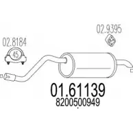 Задний глушитель MTS 01.61139 Renault Twingo (CN0) 2 Хэтчбек 1.2 Turbo (CN0C. CN0F) 100 л.с. 2007 – 2025 X0Q QP 9ALNHAA