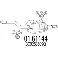 Задний глушитель MTS 01.61144 SJIV3 H2 TCB84G9 Volkswagen Passat (B6) 4 2005 – 2010