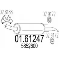 Задний глушитель MTS Opel Zafira (B) 2 Минивэн 1.7 CDTI (M75) 125 л.с. 2008 – 2015 9ULUK3 3L53 13 01.61247