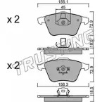 Тормозные колодки, дисковые, комплект TRUSTING 565.3 Volvo V40 2 (525) Хэтчбек 2.5 T5 249 л.с. 2014 – 2025 2380 1 23912