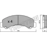 Тормозные колодки, дисковые, комплект TRUSTING HP13D9 1750511 B8 X4ZD 941.0