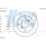 Тормозной диск KAVO PARTS 2KIBX1 F 1759027 BR-8705 W6MV0I