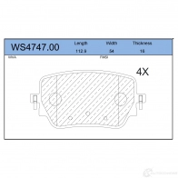 Тормозные колодки дисковые JEENICE WS474700 1439934571 EQQ KXB