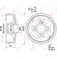 Тормозной барабан LYNXAUTO 1203311978 BM-1033 ZJP1 E - Изображение 3
