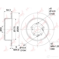 Тормозной диск LYNXAUTO 1268629713 BN-1149 DKFKN 9E - Изображение 3