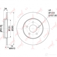 Тормозной диск LYNXAUTO 1268628093 9 KL2XG8 BN-1019 - Изображение 3