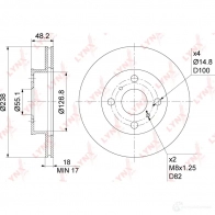 Тормозной диск LYNXAUTO N K9FO4 1268629881 BN-1166 - Изображение 3