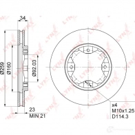 Тормозной диск LYNXAUTO 1268628527 JW 6CHVR BN-1036 - Изображение 3