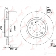 Тормозной диск LYNXAUTO 1268627963 WCCCC U BN-1014 - Изображение 3