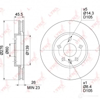 Тормозной диск LYNXAUTO 1268630887 BN-1348 OKJQ 4KR - Изображение 2