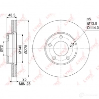 Тормозной диск LYNXAUTO 1268628961 0XM7 RI BN-1071 - Изображение 3