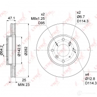 Тормозной диск LYNXAUTO 5D U4008 1268628589 BN-1043 - Изображение 3