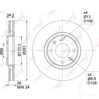 Тормозной диск LYNXAUTO 1268627977 BN-1015 4 EZIH - Изображение 3