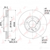 Тормозной диск LYNXAUTO BN-1204 JM 6TB 1268630119 - Изображение 3