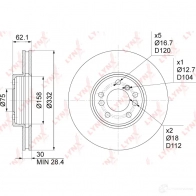 Тормозной диск LYNXAUTO 1268627921 RDP HD BN-1009 - Изображение 3