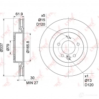 Тормозной диск LYNXAUTO VE 5JJPG BN-1063 1268628799 - Изображение 3