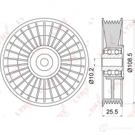 Паразитный обводной ролик приводного ремня LYNXAUTO 3653815 CWHK F PB-7077 - Изображение 2