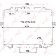 Радиатор охлаждения двигателя LYNXAUTO OF OJRV8 RB-1060 1422897559 - Изображение 3