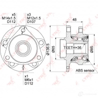 Подшипник ступицы колеса LYNXAUTO WH-1359 3656324 3B IIOC - Изображение 4
