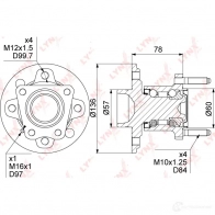 Подшипник ступицы колеса LYNXAUTO Opel Astra (G) 2 Хэтчбек 1.7 CDTI (F08. F48) 80 л.с. 2003 – 2009 WH-1194 3QZ OXCP