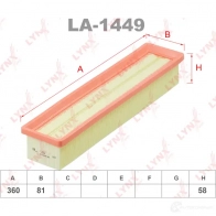 Воздушный фильтр LYNXAUTO 3648366 LA-1449 PF FJE