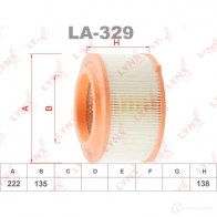 Воздушный фильтр LYNXAUTO LA-329 1422897328 9HO 2PG5 - Изображение 2