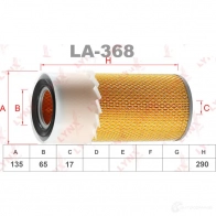 Воздушный фильтр LYNXAUTO PK1 9T 3648736 4905601005163 LA-368 - Изображение 2