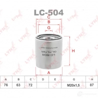 Масляный фильтр LYNXAUTO 1422898125 4TZUU 3U LC-504