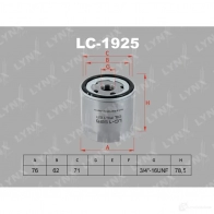 Масляный фильтр LYNXAUTO LC-1925 Q PC33 Volkswagen T-Roc (A11) 1 Кроссовер 1.0 TSI 115 л.с. 2017 – наст. время