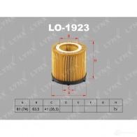 Масляный фильтр LYNXAUTO LO-1923 WO X2KQ6 3649959 - Изображение 2