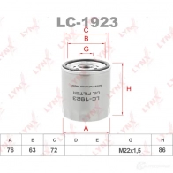 Масляный фильтр LYNXAUTO VEN5 IFT 3649418 4905601064634 LC-1923