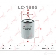 Масляный фильтр LYNXAUTO 3649389 LC-1802 LZ P4D9Z