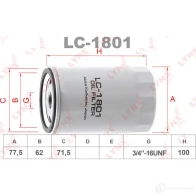 Масляный фильтр LYNXAUTO LC-1801 3649388 WAU7 2