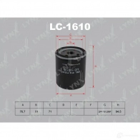 Масляный фильтр LYNXAUTO 4905601033821 LC-1610 Ford Fusion 1 (CBK, JU) Хэтчбек 1.2 5 75 л.с. 2004 – 2012 OZ2 UI