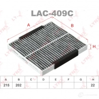 Салонный фильтр LYNXAUTO LAC-409C M3NPV K Mazda 6 (GH) 2 Хэтчбек 2.2 MZR CD 163 л.с. 2009 – 2012 4905601014424