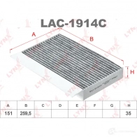 Салонный фильтр LYNXAUTO LAC-1914C Renault Megane (DZ) 3 Купе 1.5 dCi (DZ0B) 106 л.с. 2009 – 2024 GAH3K 8V