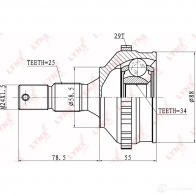 Шрус граната LYNXAUTO CO-6102A 2LHT 9S 3645265 4905601003411 - Изображение 2