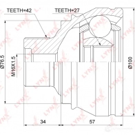 Шрус граната LYNXAUTO 3645075 CO-3829 7 97QH - Изображение 2