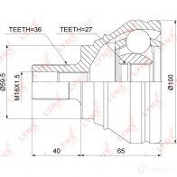 Шрус граната LYNXAUTO CO-3821 3645067 C0GW 02T - Изображение 2