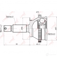 Шрус граната LYNXAUTO 4905601002735 3644904 CO-3606A 5OKY 9 - Изображение 2