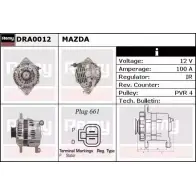 Генератор REMY DA 1122 DRA0012 Mazda RX-8 (SE3P) 2 Купе 1.3 192 л.с. 2003 – 2012 MFMFU8