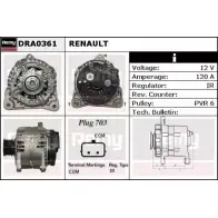 Генератор REMY 4AHZFUO DA 1471 DRA0361 Renault Megane (KZ) 3 Универсал 1.6 BiFuel (KZ03) 110 л.с. 2008 – 2025