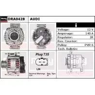 Генератор REMY Audi A5 (8F7) 1 Кабриолет 3.2 Fsi Quattro 265 л.с. 2009 – 2012 TDO03Q DRA0428 DA15 38